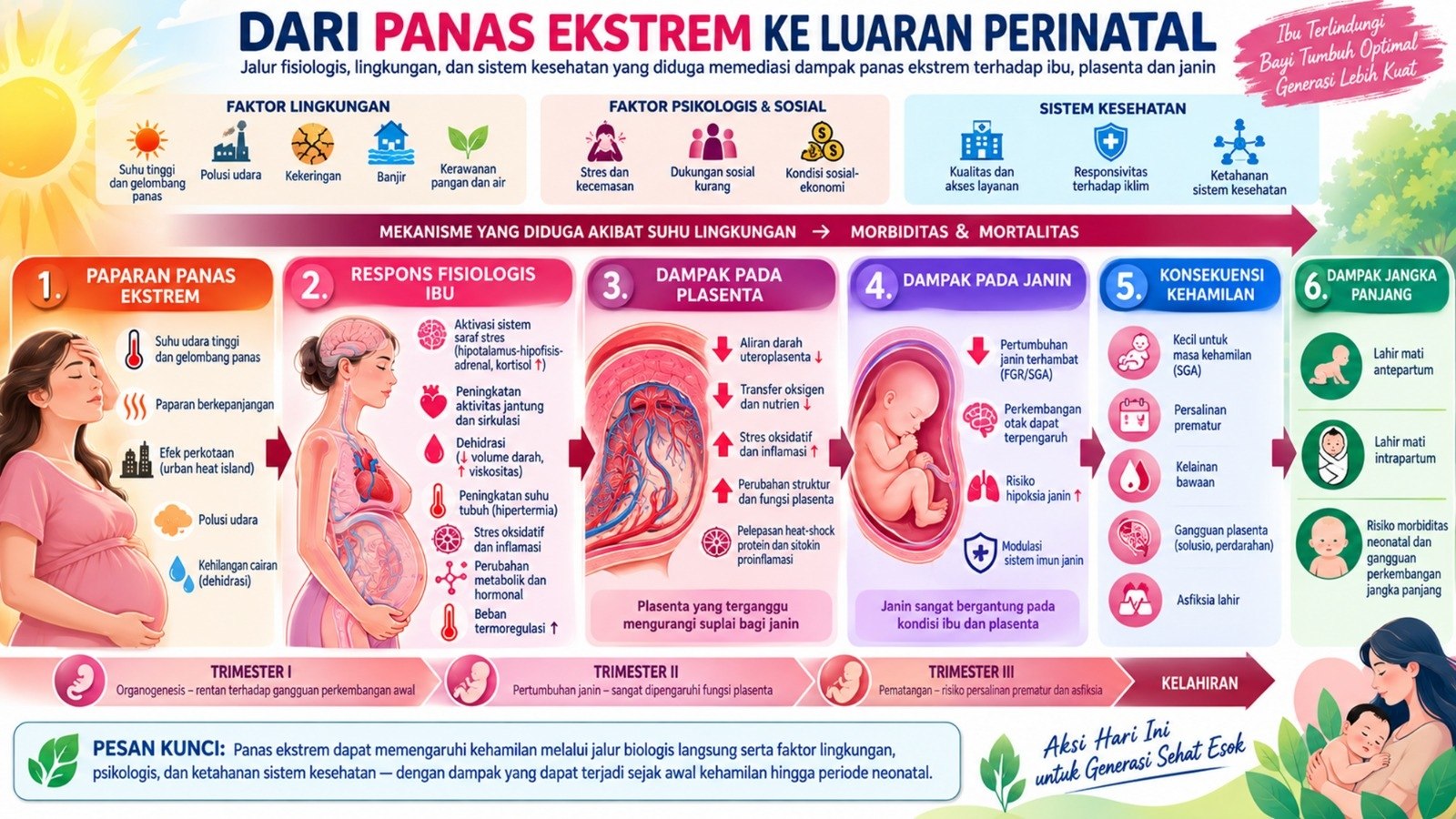 Infografik jalur panas ekstrem menuju luaran perinatal